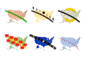 US Solar Eclipse Path Map Vector