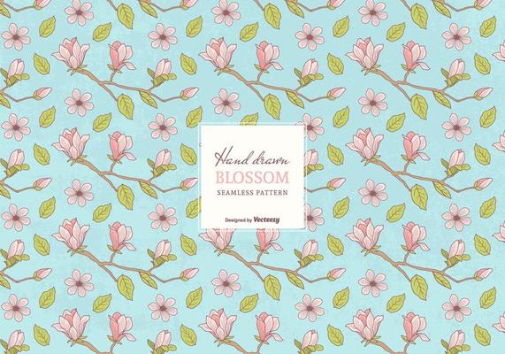 Colored Hand Drawn Blossom Branches Seamless Pattern
