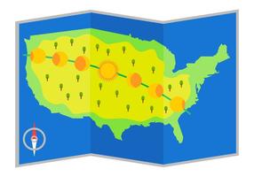 Mapa del mapa de la trayectoria del eclipse solar de los EEUU vector