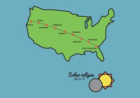 Mapa del camino del eclipse solar vector