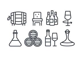 Iconos de línea plana de vino vector