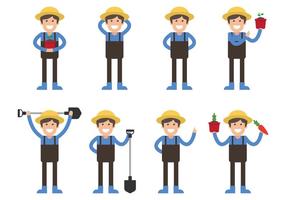 Juego de caracteres campesino vector