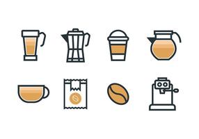 Iconos de conjunto de cafetera vector