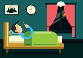 Man on a Phone in Bed Vector