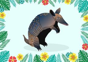 Armadillo con elemento floral ilustración vectorial vector