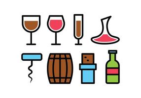 Conjunto de iconos de vino vector