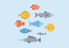 Flat Set Of Fishes vector