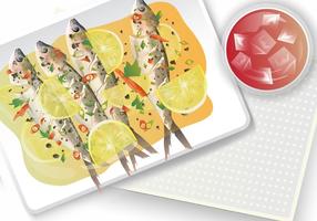 Sardine Cooked With Lemonade vector