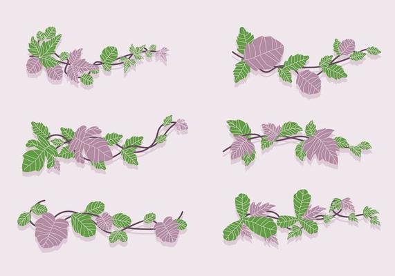 Green and Purple Poison Ivy Vine Vector Illustration 