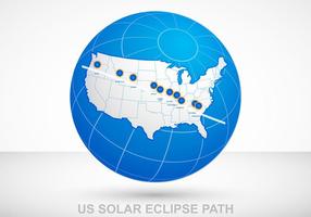 Mapa del mapa de la trayectoria del eclipse solar de los EEUU vector