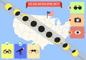 Mapa del mapa de la trayectoria del eclipse solar de los EEUU vector