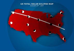 Mapa de la trayectoria del eclipse solar total de los EEUU vector