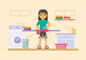 Laundry Room With Ironing Board Illustration vector