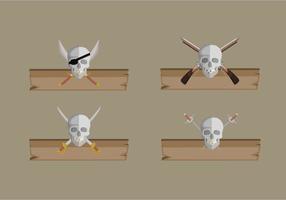 Pirate Banner With Wooden Board Vector Collection