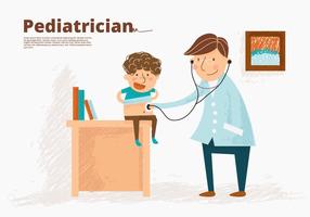 Pediatrician Doctor With Children Vector Illustration 