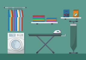 Tabla de planchar con ilustración vectorial de lavandería