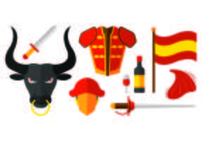 Set Of Bull Fighter Icons vector