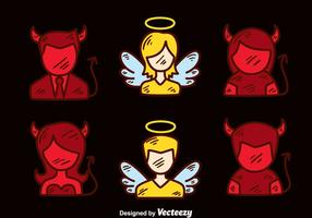Angel And Devil Hand Drawn Vector