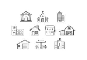 Free Buildings Line Icon Vector