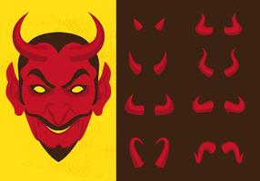 Lucifer y los diferentes cuernos del diablo vector