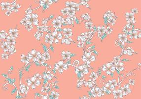 Dogwood Flores Seamless Pattern sobre fondo de color rosa vector