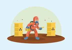 Poisonous Waste Worker with Respirator Illustration vector