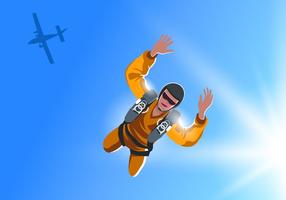 Skydiver, saltar, plano, vector