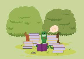 Free Bookworm Reading in the Garden Vector 