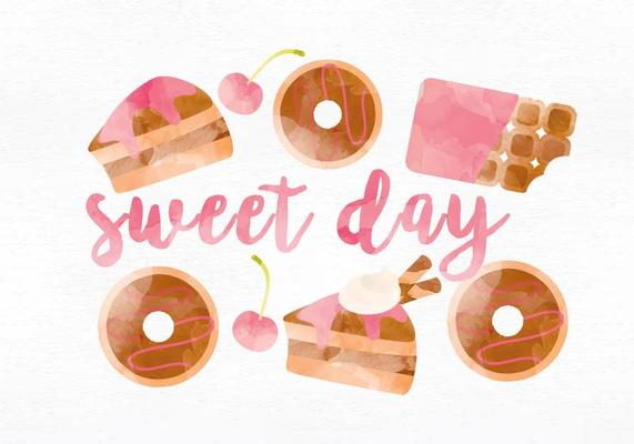 Vector Watercolor Sweets Illustration