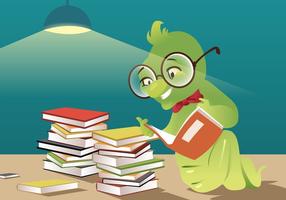 Cute Book Worm Vector 