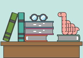 Bookworm On Stack Of Books vector