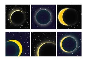 Solar eclipse vector set 