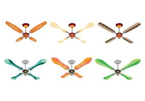 Close up Set of Vintage Ceiling Fan with Light vector