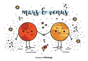 Mars And Venus Vector Background