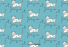 Cat On Branch Vector Pattern