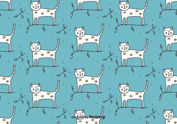 Cat On Branch Vector Pattern