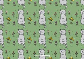 Cat In Garden Pattern vector