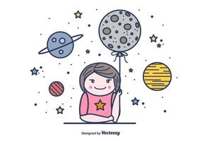 Girl And Moon Vector Background 