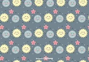 Sun, Moon And Star Vector Pattern