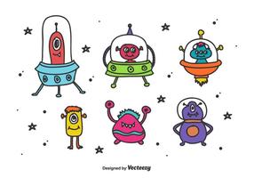 Space Aliens And Monsters Vector