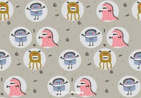 Flat Monsters Vector Pattern