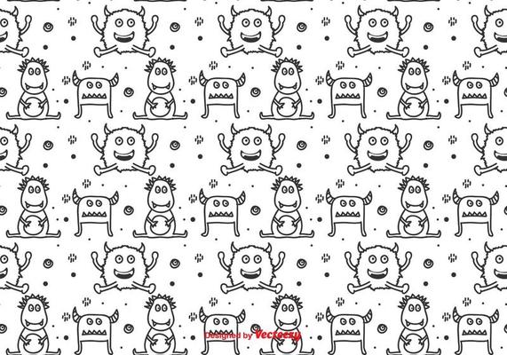 Monochromatic Monsters Vector Pattern