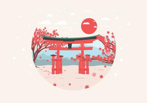 Japanese Maple Garden Vector