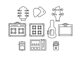 Free Guitar Equipment Line Icon Vector