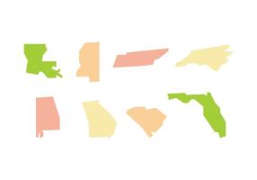 Southern States Map Flat Vectors