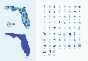 Florida Map with Counties Vector