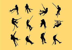 Silhouette Image Of Wall Climbing Vectors 