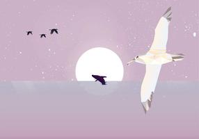 Albatross Flying Across The Sea in Low Poly Style Vector