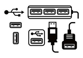 USB port vector set