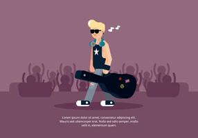 Musician with Guitar Case Illustration vector